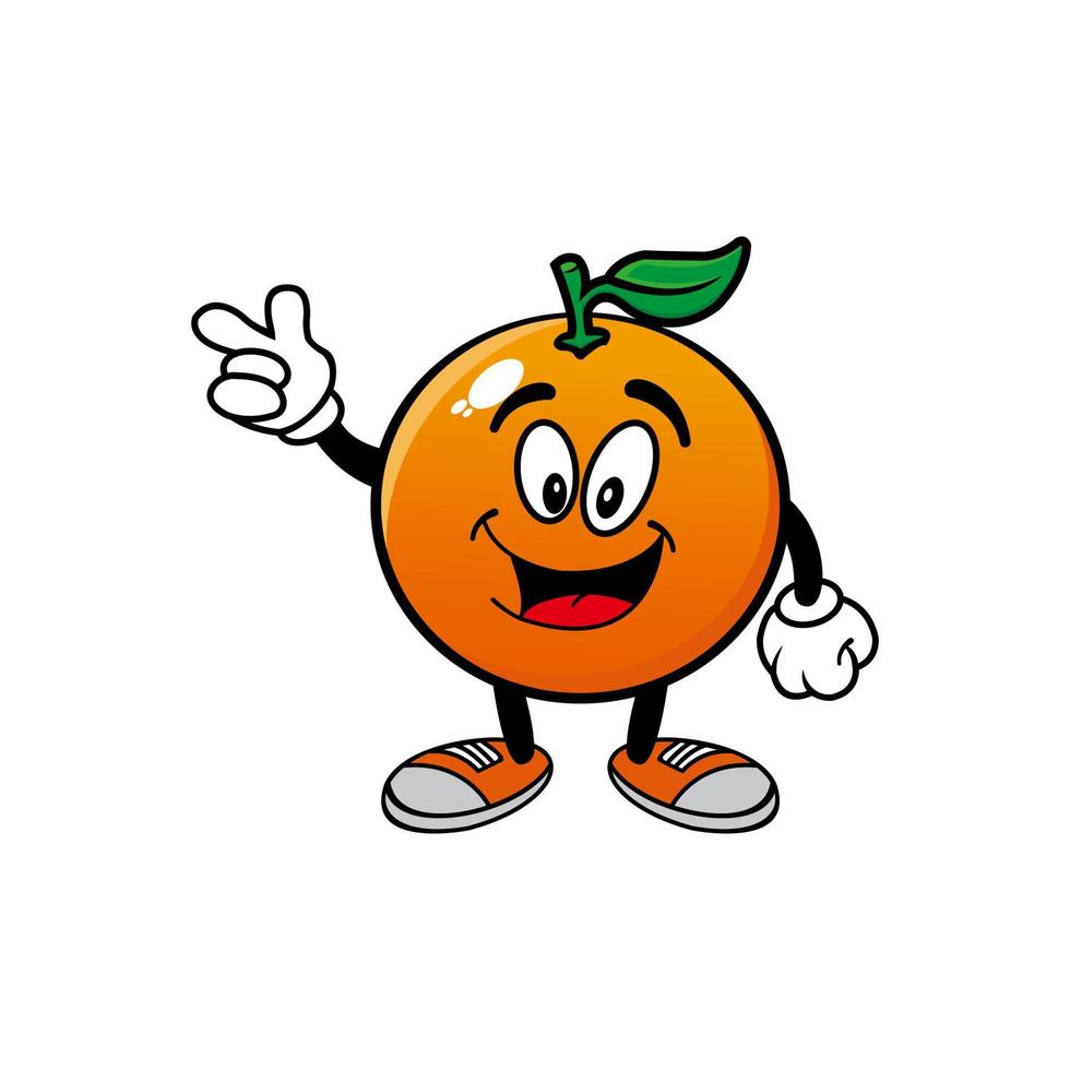 lachende oranje stripfiguur mascotte. vectorillustratie geïsoleerd op een witte achtergrond vector