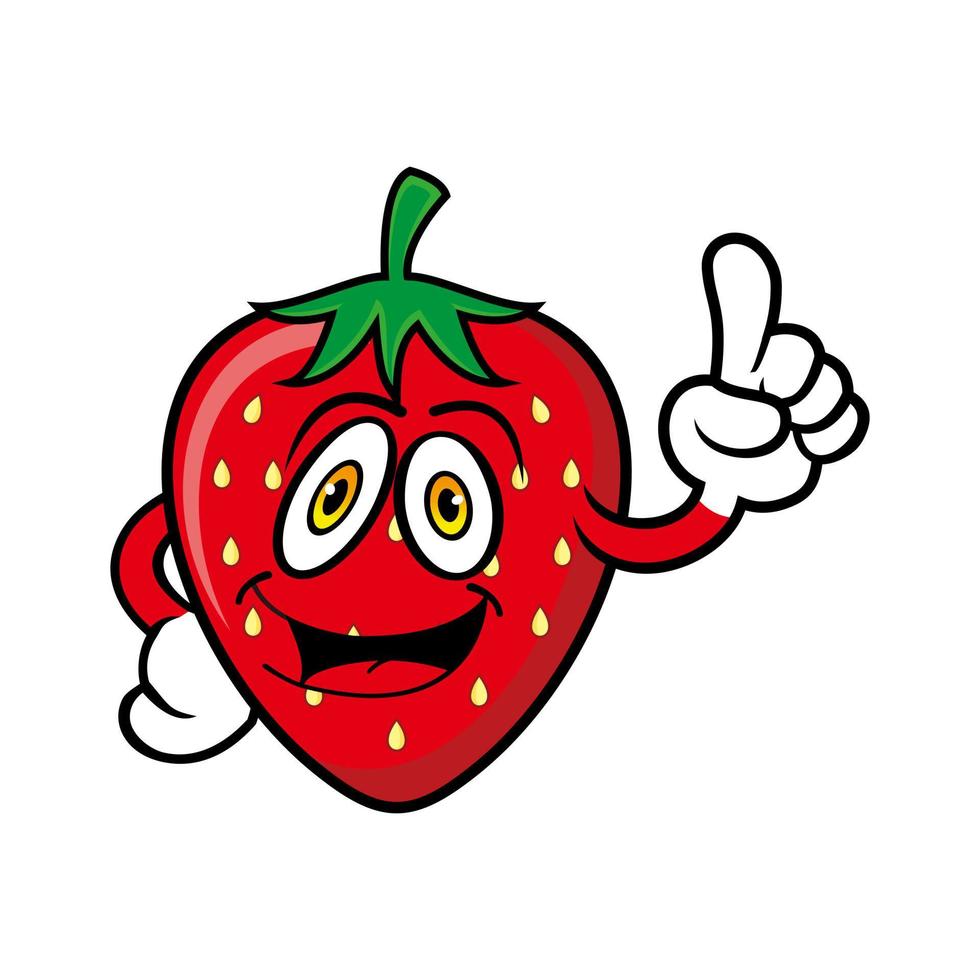 lachende aardbei stripfiguur mascotte. vectorillustratie geïsoleerd op een witte achtergrond vector