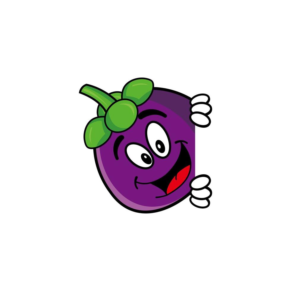 lachende mangosteen stripfiguur mascotte. vectorillustratie geïsoleerd op een witte achtergrond vector