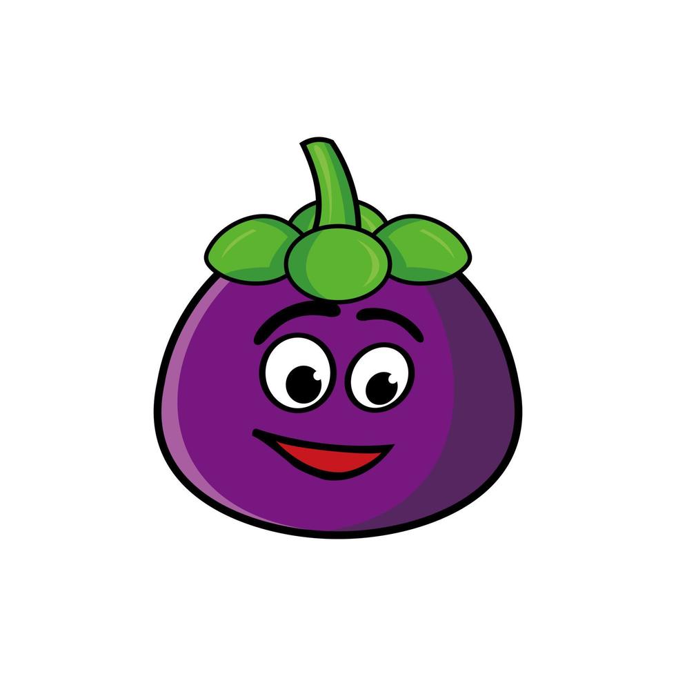 lachende mangosteen stripfiguur mascotte. vectorillustratie geïsoleerd op een witte achtergrond vector