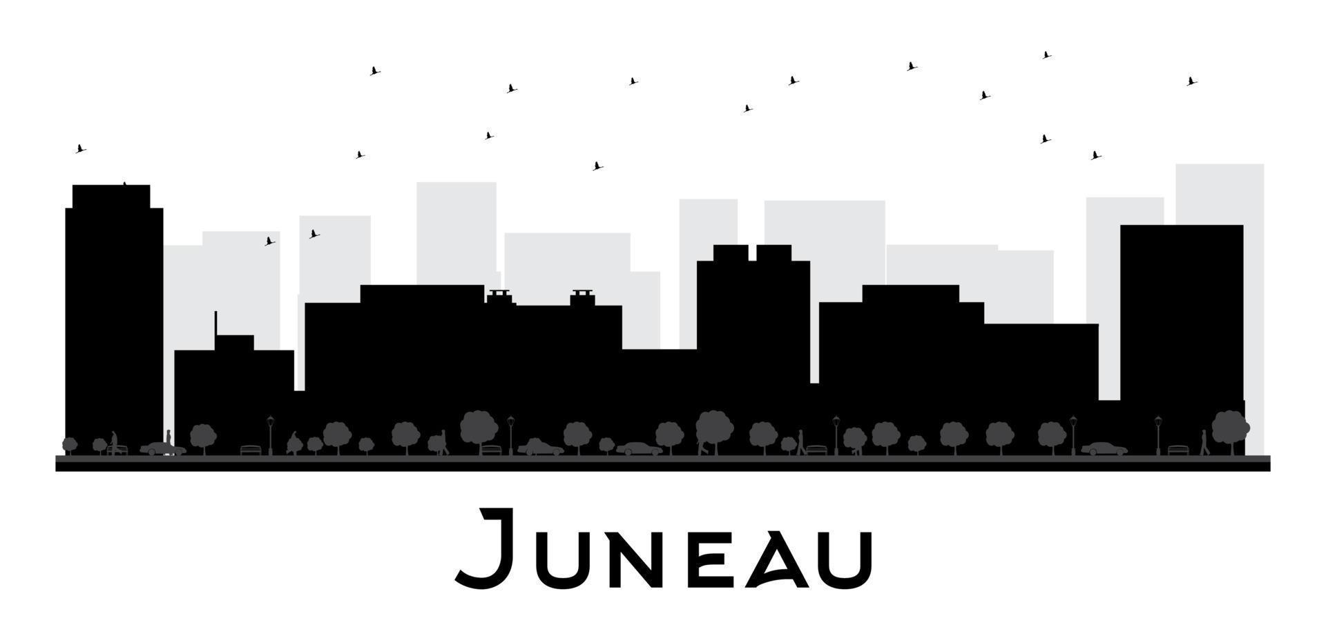 juneau stad skyline zwart-wit silhouet. vector