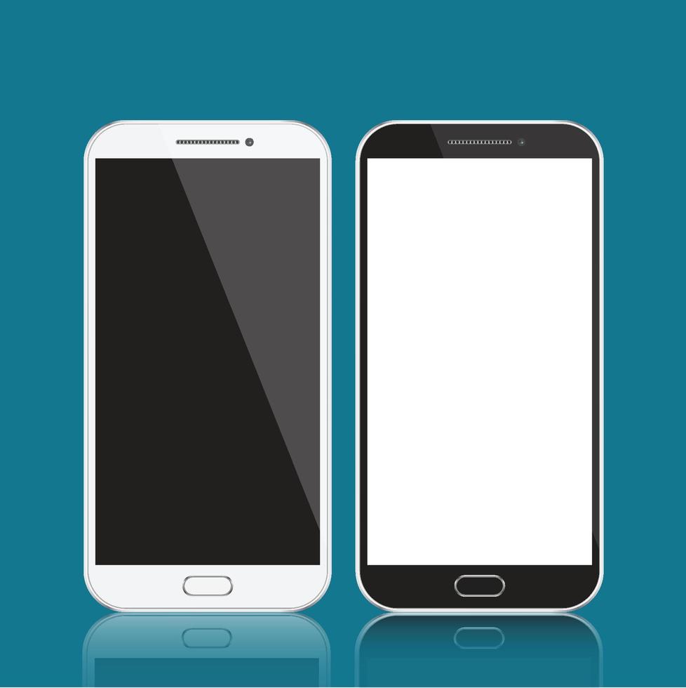 smartphones zwart en wit. smartphone geïsoleerd op blauwe achtergrond. vector illustratie