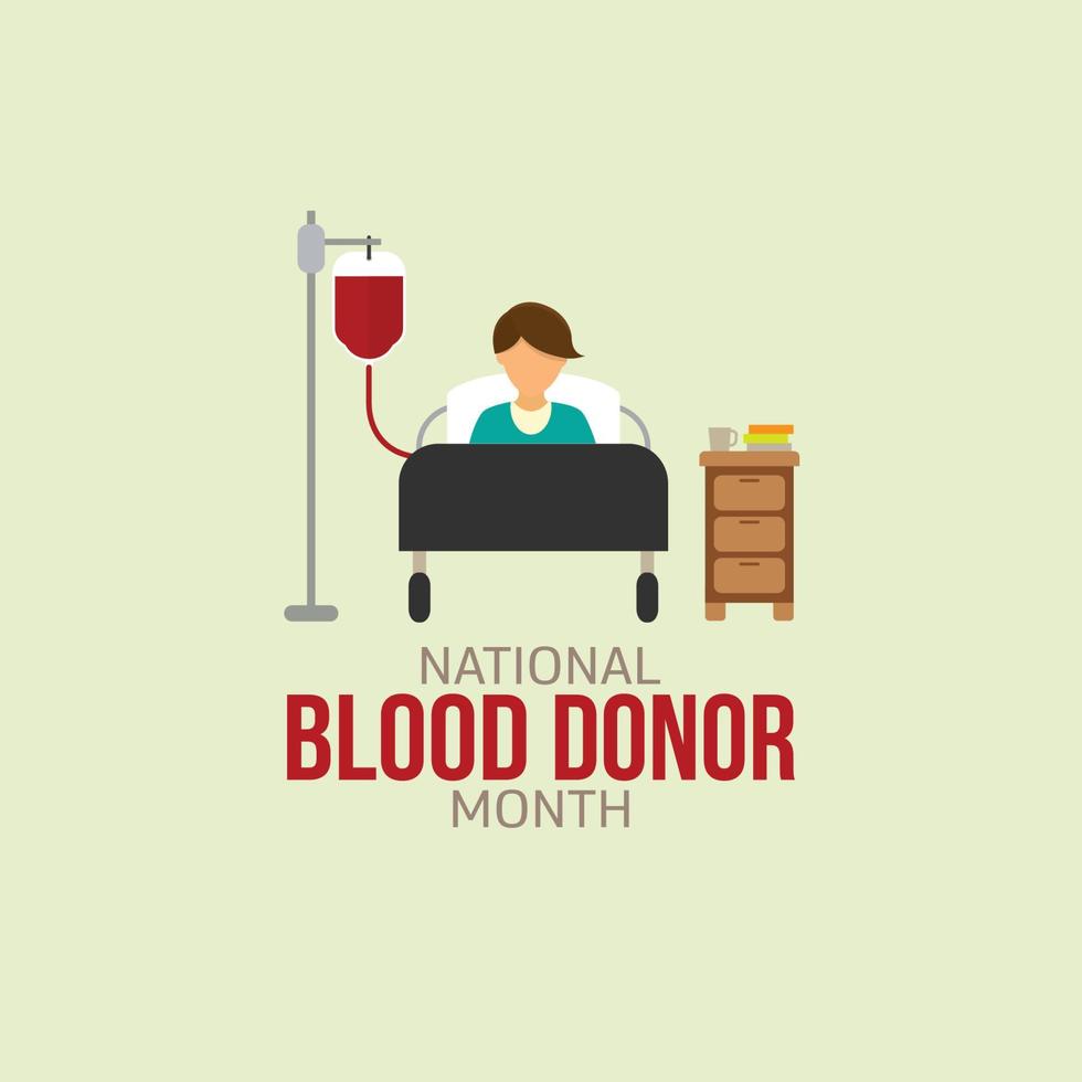 nationale bloeddonor maand vectorillustratie. geschikt voor wenskaart, poster en banner. vector