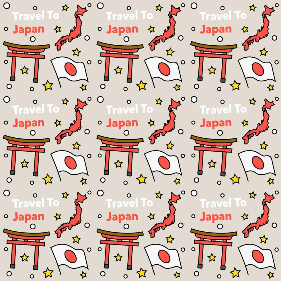 reizen naar japan doodle naadloze patroon vector ontwerp. sushi, fuji en origami zijn iconen die identiek zijn aan Japan.