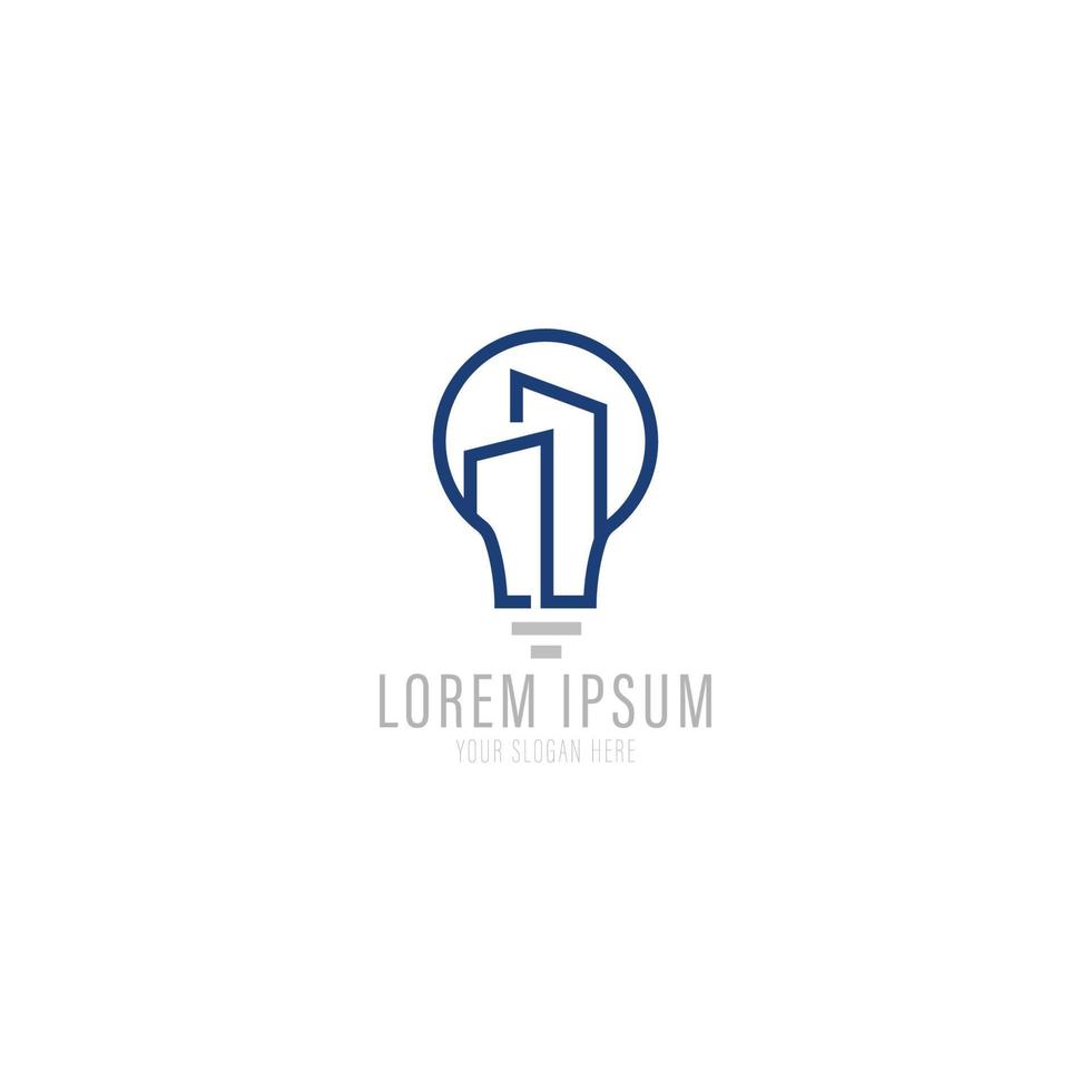 slimme stad logo vector met lamp concept.