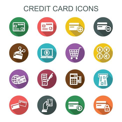 creditcard lange schaduw pictogrammen vector