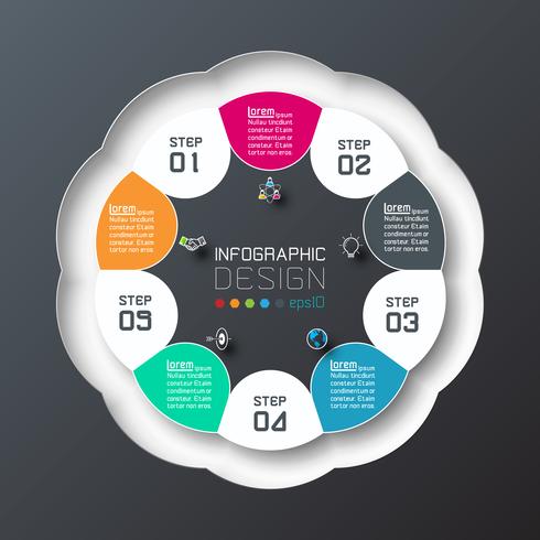 Cirkelorigami de bedrijfs van Infographics met de vectorillustratie van de schaduwstijl. vector