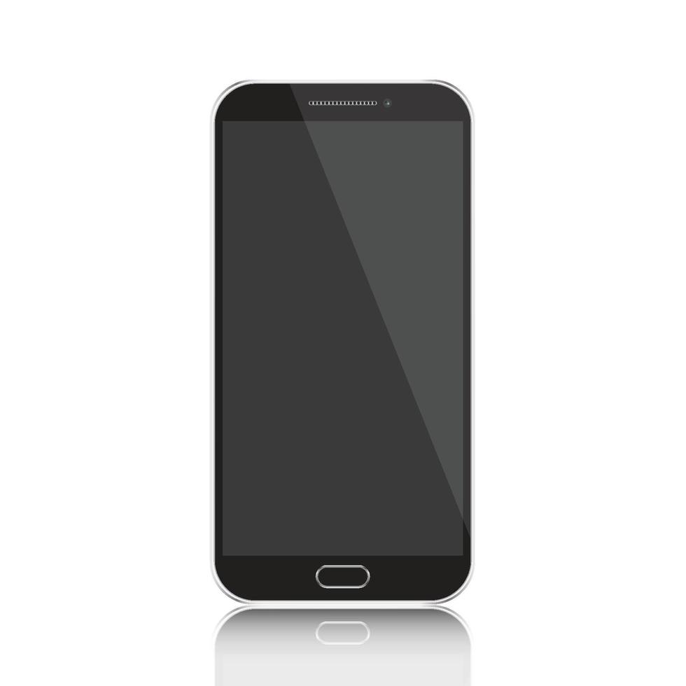 nieuwe realistische zwarte mobiele slimme telefoon moderne stijl geïsoleerd op een witte achtergrond. vector