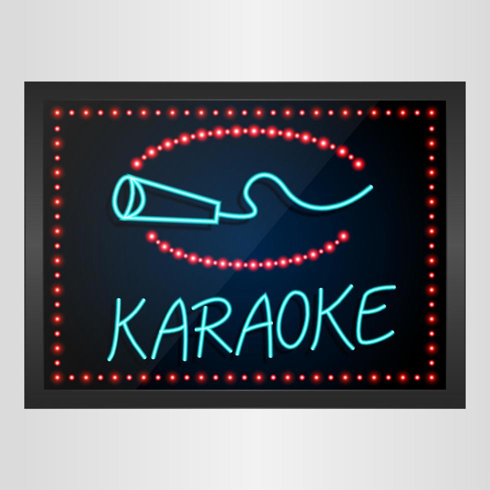 glanzende retro lichte banner karaoke op gloeiende achtergrond vector