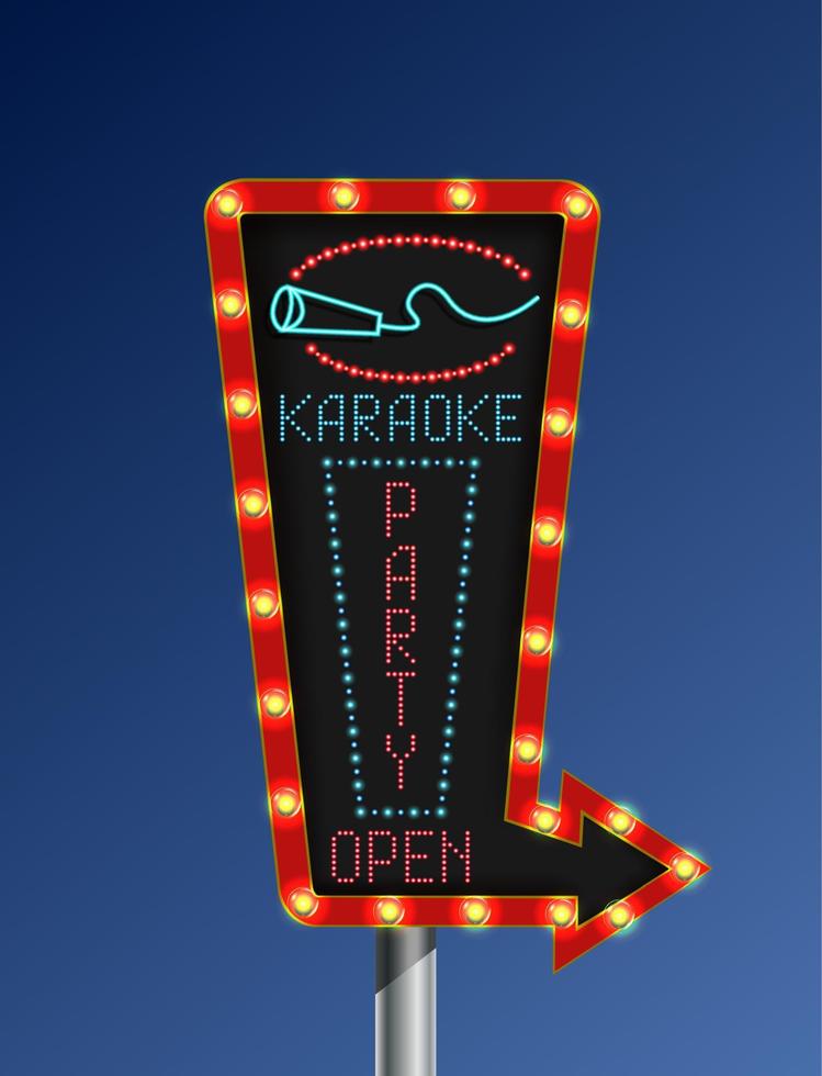 retro pijl licht banner karaoke blauwe achtergrond vector