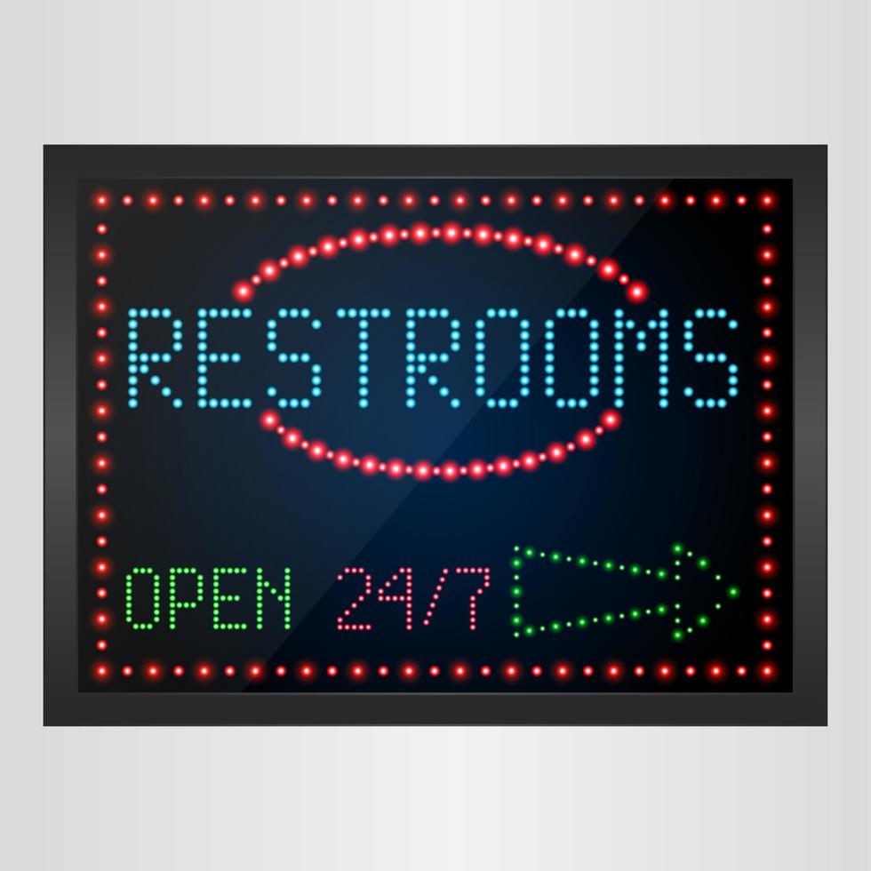 toiletten bord met licht neon schijnt op signboard.vector vector