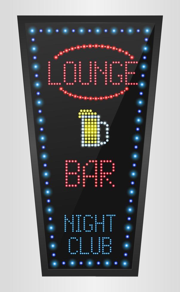 retro bord met blauwe lichten en het woord lounge op bar.vector vector