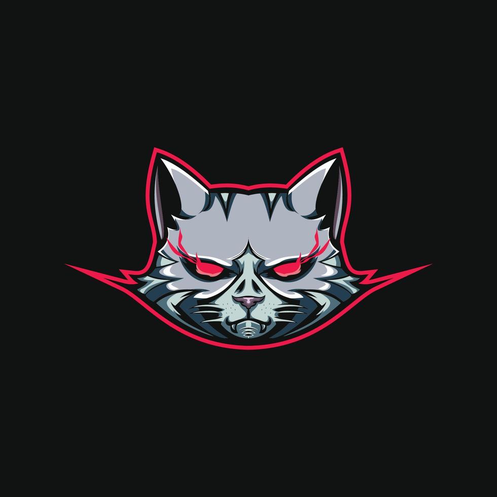 kattenmascotte voor esport-logo vector