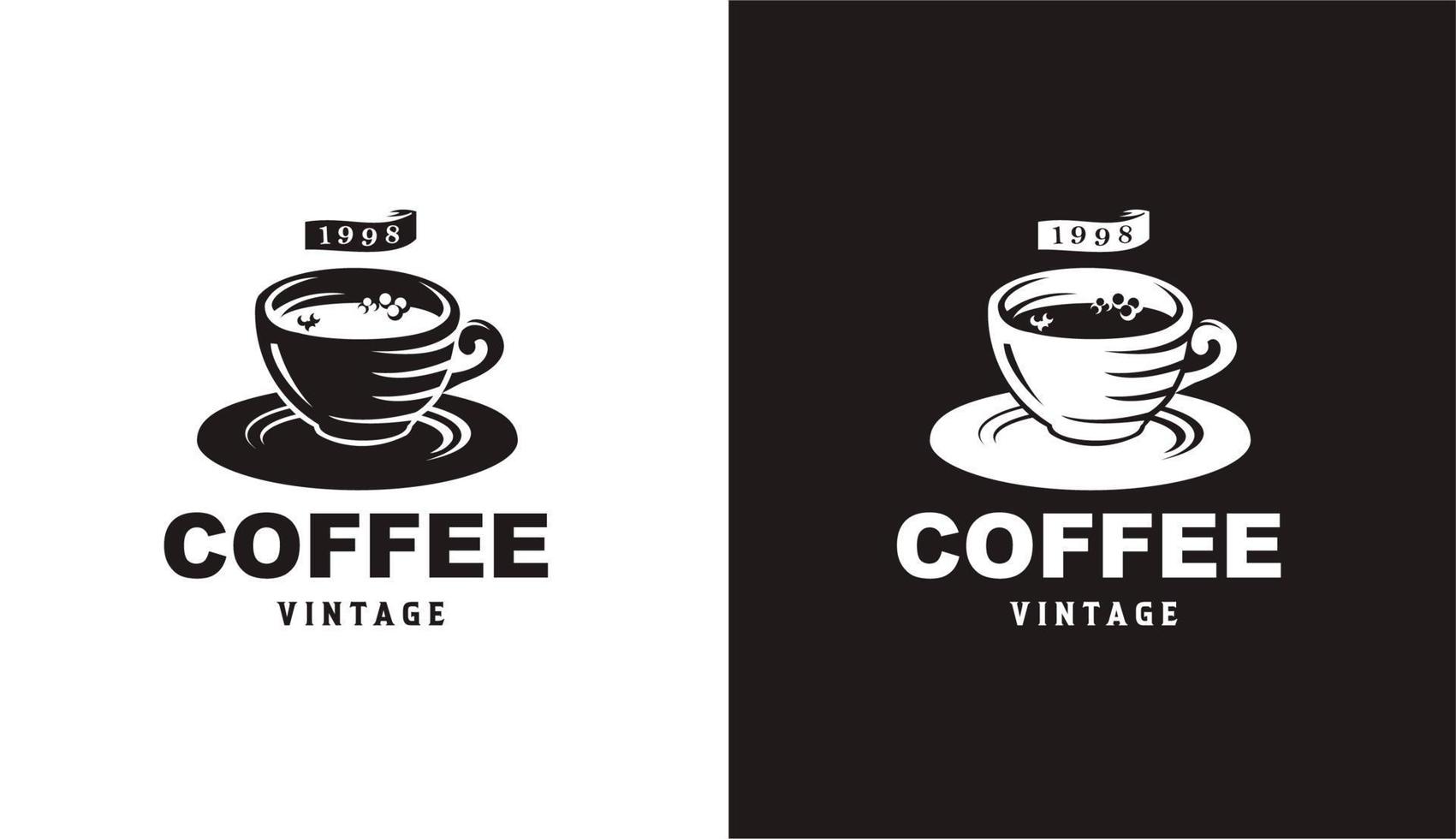 klassieke coffeeshop met kopje vintage retro lint banner logo-ontwerp voor café en restaurant vector