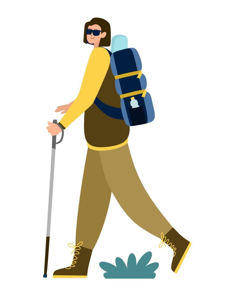 toeristen mensen groep mannen wandelen. mannen op een wandeling met rugzakken. reizigers wandelavonturen. vector illustratie