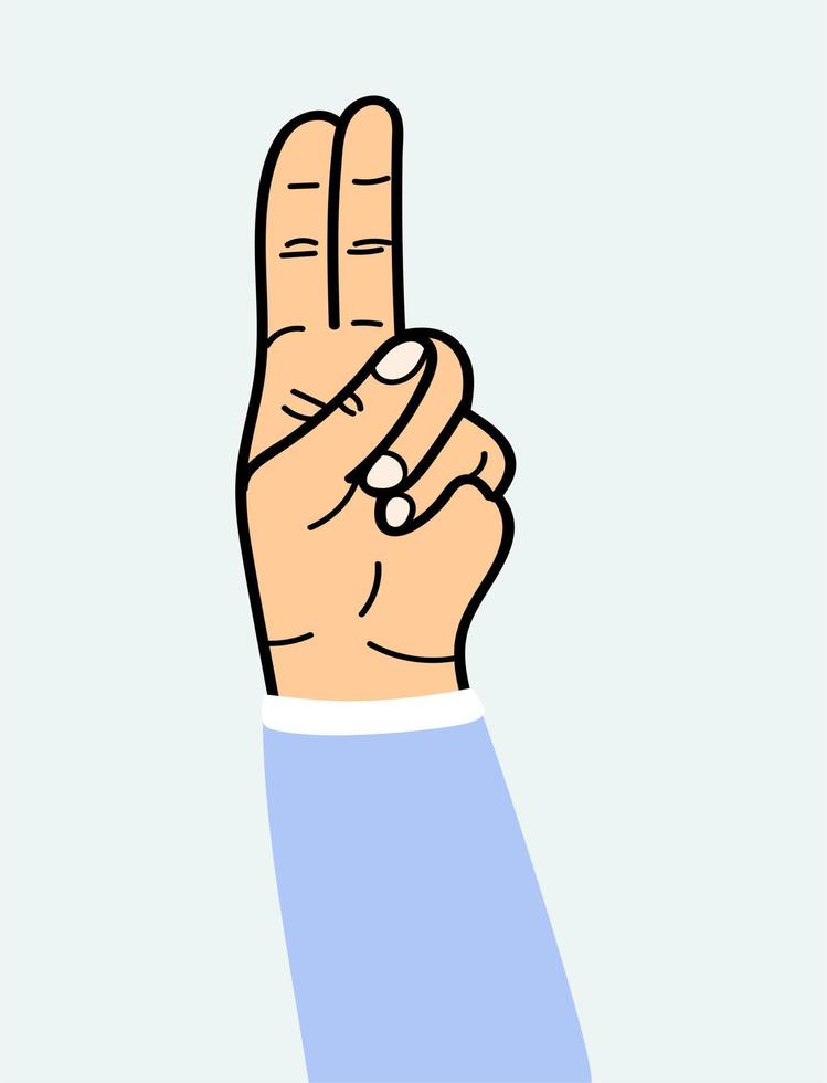 de hand is een gebaar dat vrede aangeeft. voor gebruik op textiel, verpakkingspapier, souvenirs, drukwerk, posters, ansichtkaarten. vector