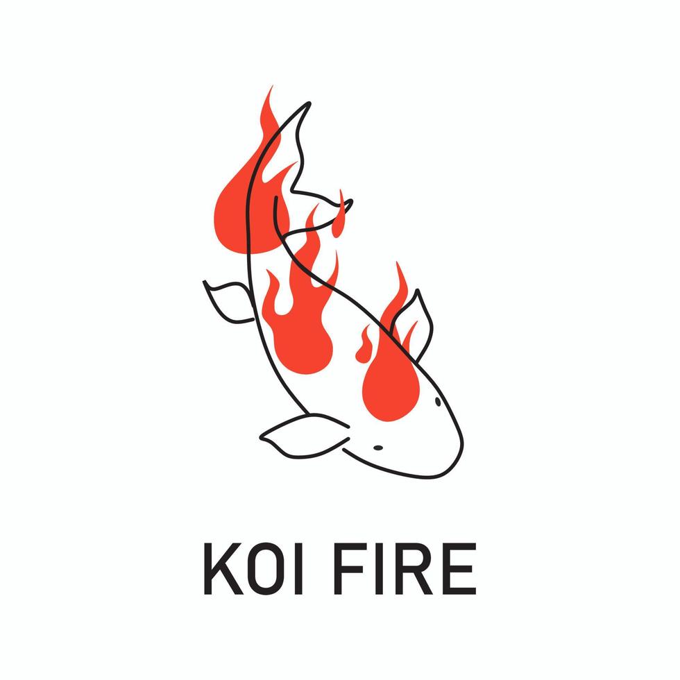 koi fish-logo met een laaiend patroon als vuur vector