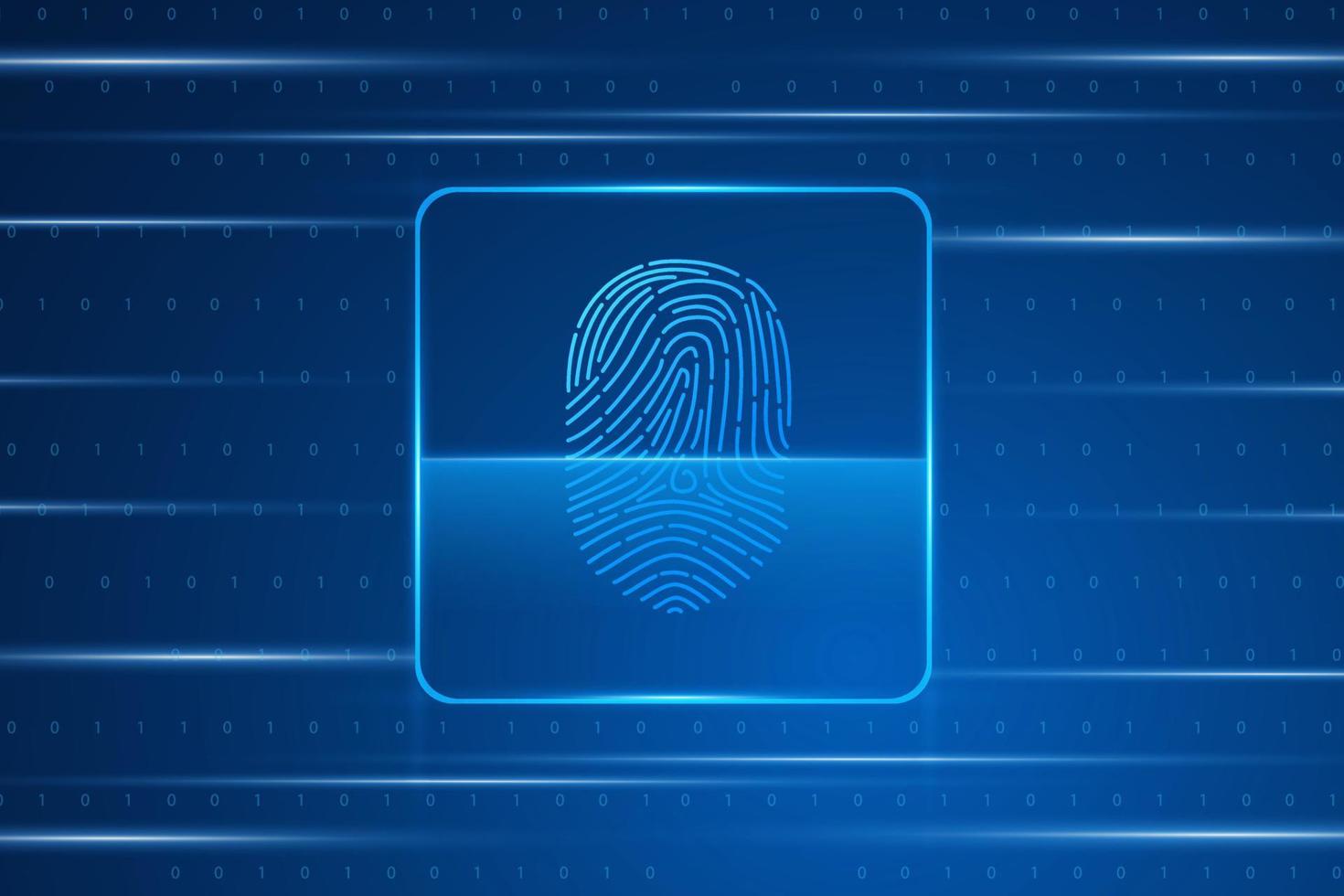 vingerafdruk scannen, cyberbeveiliging en wachtwoordcontrole door middel van vingerafdrukken, toegang met biometrische identificatie vector