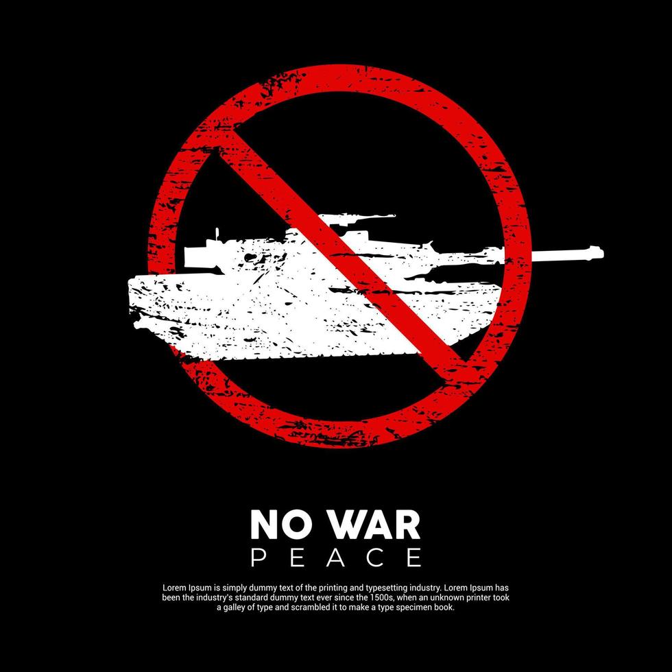 stop oorlog ontwerpen met tank geïsoleerd op zwarte achtergrond. niet meer oorlog teken concept icoon. stop oorlog achtergrond afbeelding vector