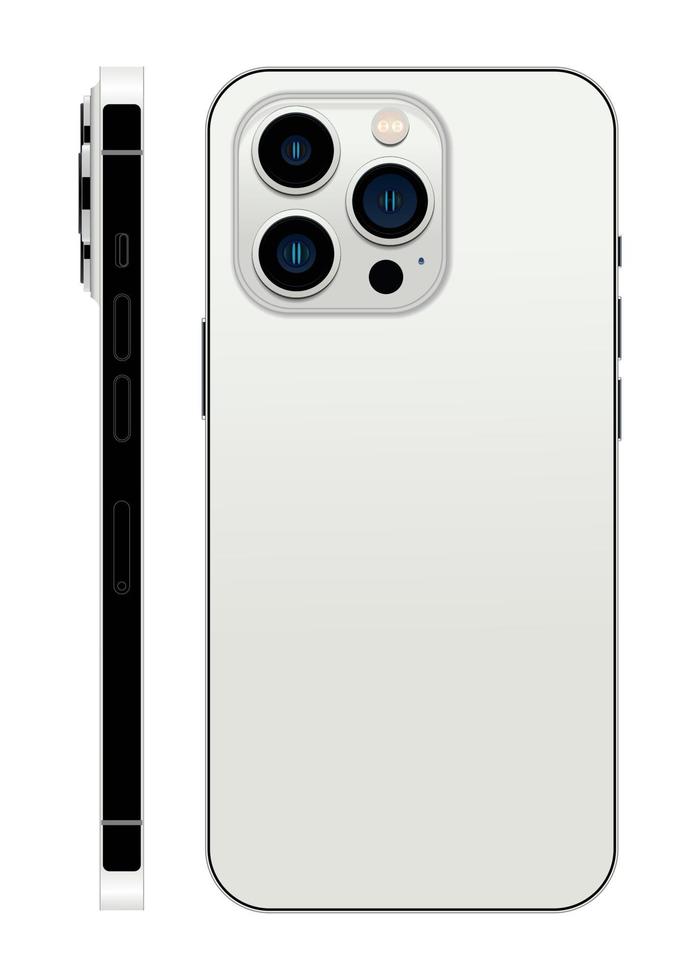 realistische set smartphone zilveren kleur lay-outs geïsoleerd op een witte achtergrond. vector illustratie