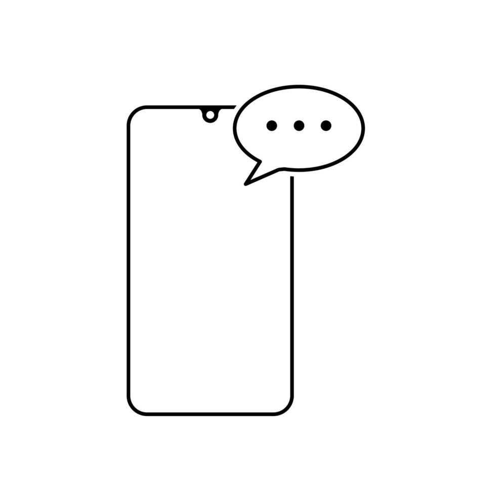 mobiele telefoon met tekstballon vector, social media line design icon vector