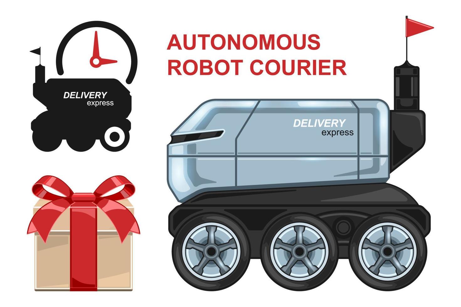 autonome robot koerier levering realistische cartoon geïsoleerd vector