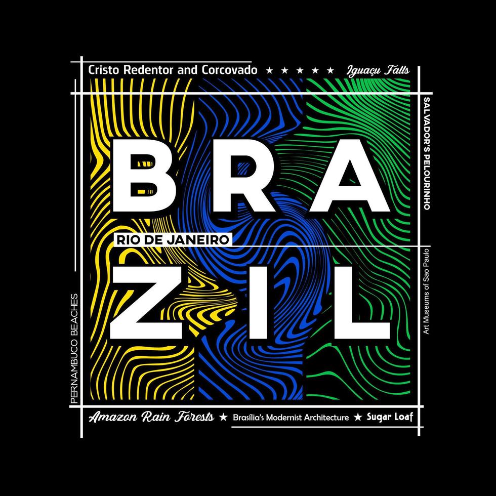 brazilië t-shirt en poster grafisch ontwerp in abstracte stijl. vector illustratie