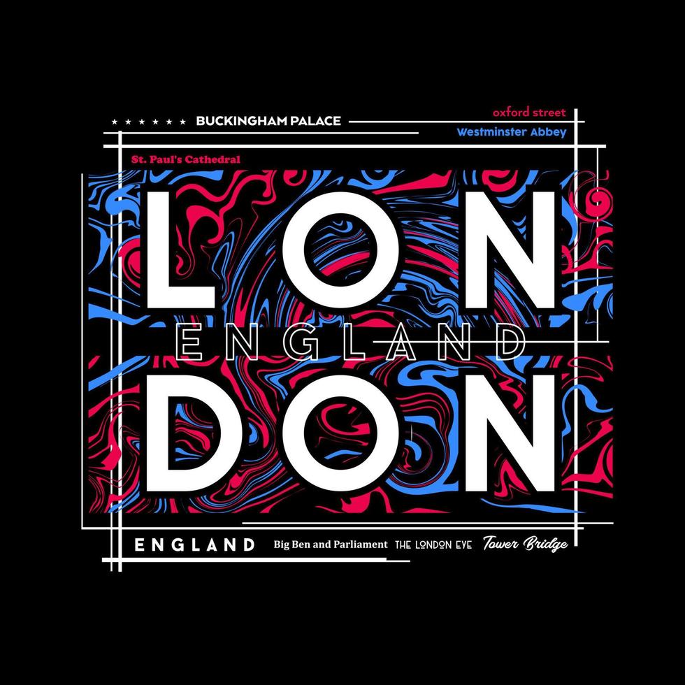 Londen t-shirt grafisch ontwerp in abstracte stijl. vector illustratie