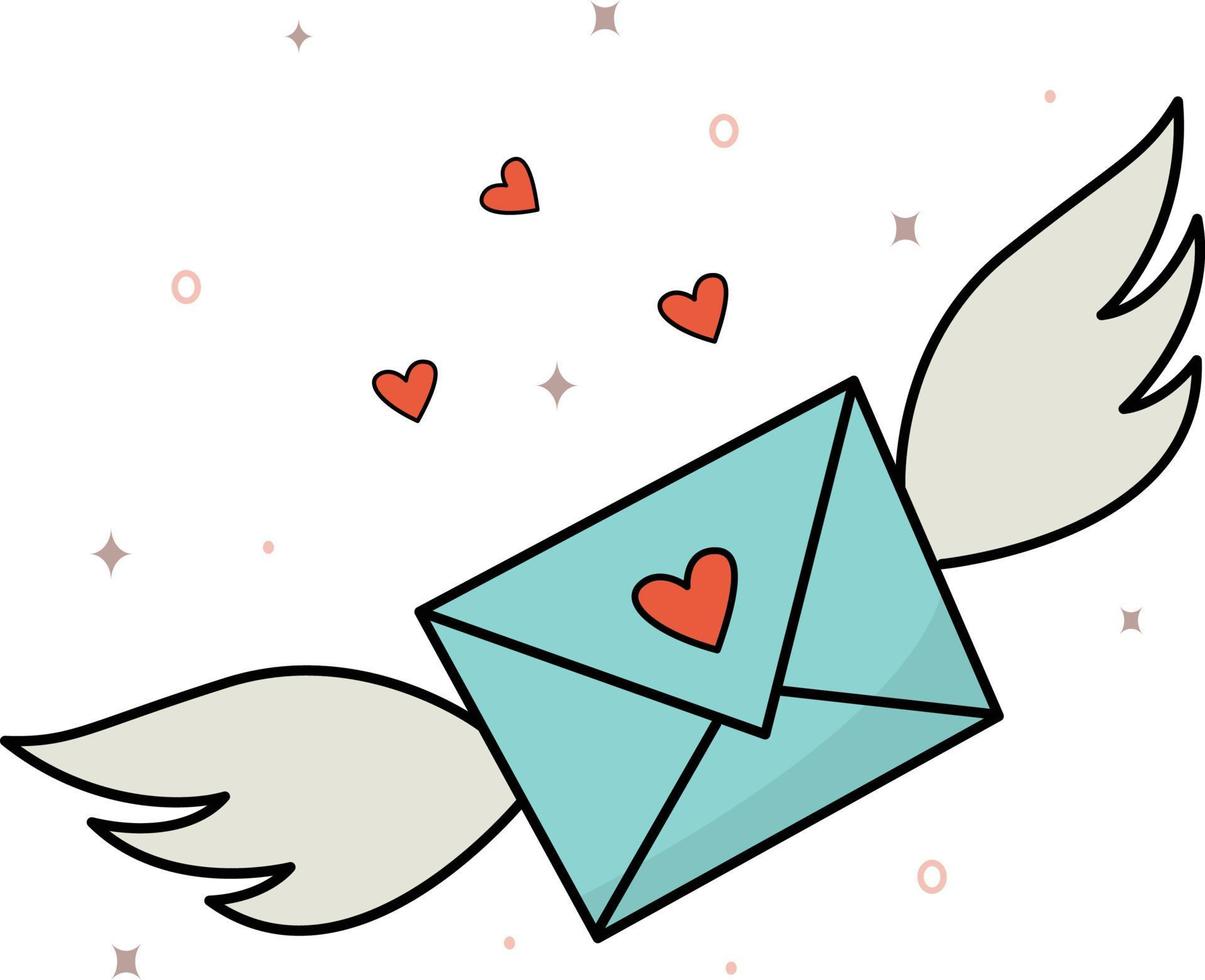 een afbeelding van een envelop met een hart en vleugels, een romantische liefdesboodschap voor Valentijnsdag. een element van het decor van een huwelijksfeest.voor een website, mobiele applicatie, pictogrammen, postkaarten.vector vector