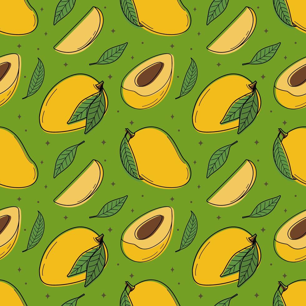 geschilderde naadloze mango achtergrond, abstract herhalend patroon. mango patroon. voor papier, omslag, stof, achtergrond voor gezonde voeding, geschenkverpakking, kunst aan de muur, interieur. illustratie van voedsel. vector