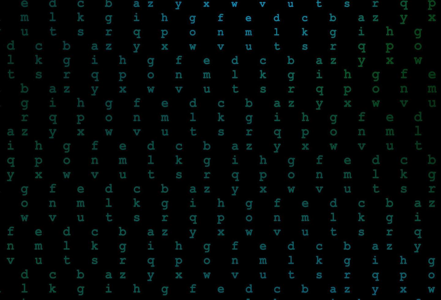 donkerblauwe, groene vectorlay-out met Latijns alfabet. vector