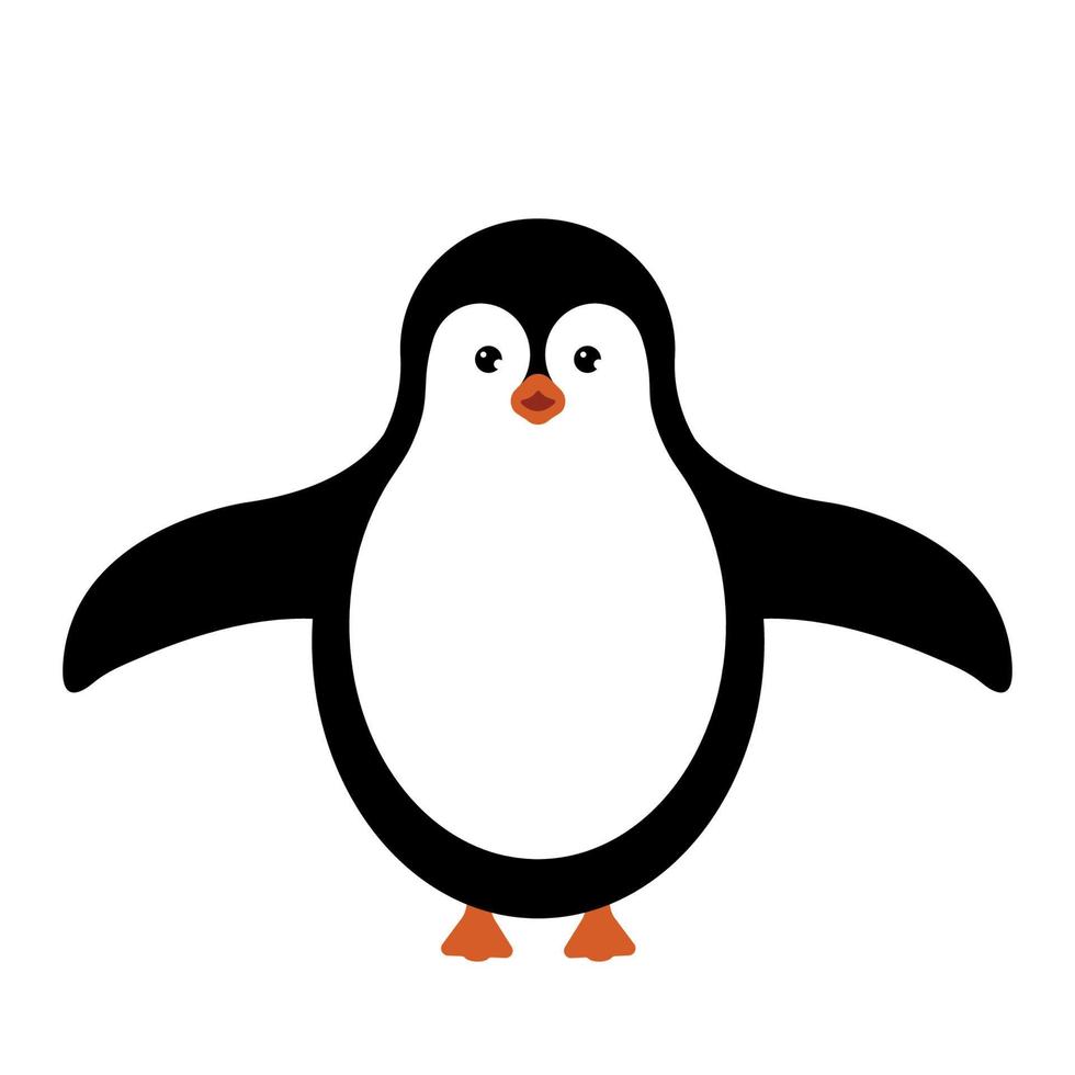 cartoon grappige pinguïn, platte vector, isoleren op witte achtergrond vector