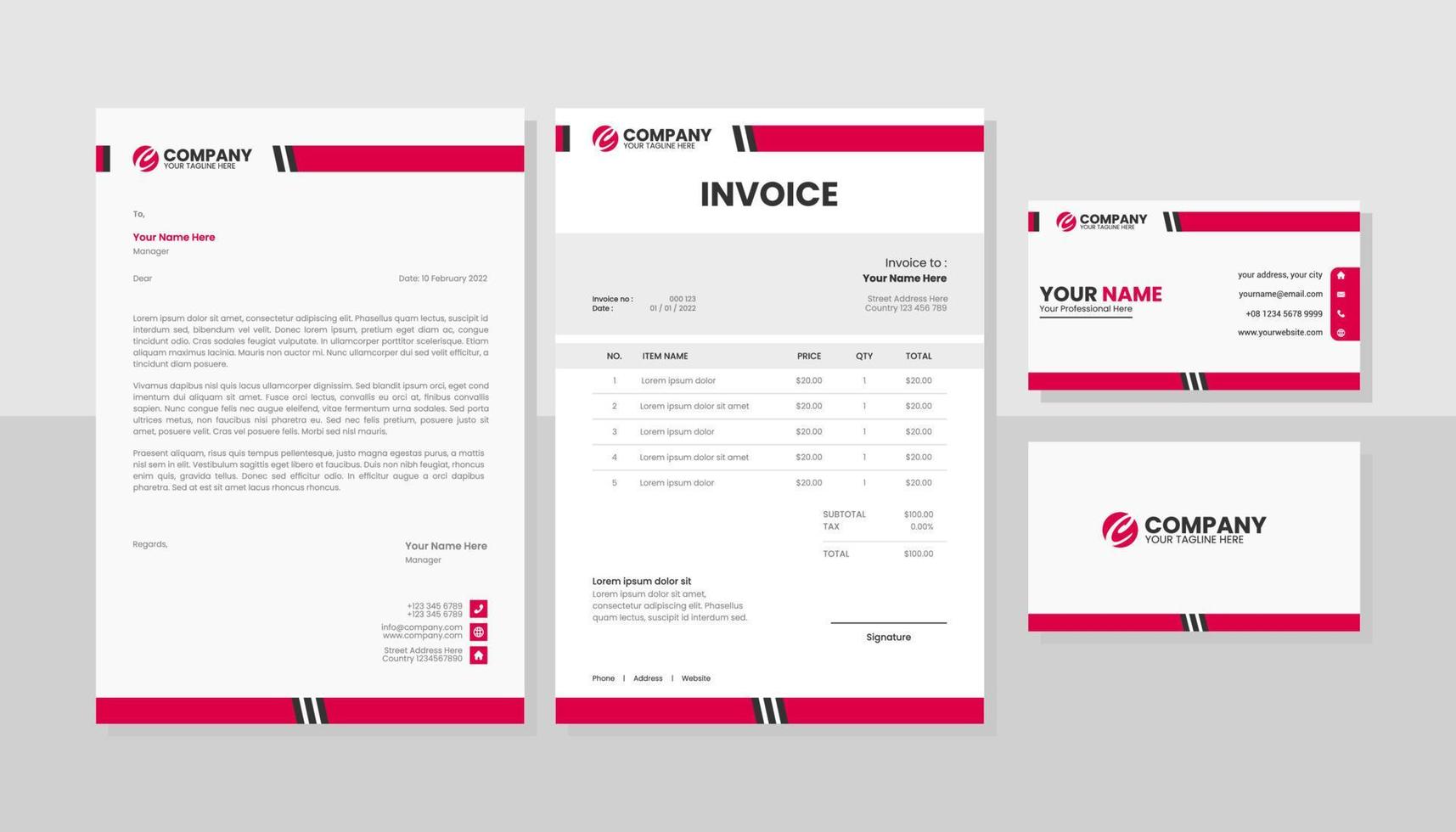 moderne set briefpapier business pack vector