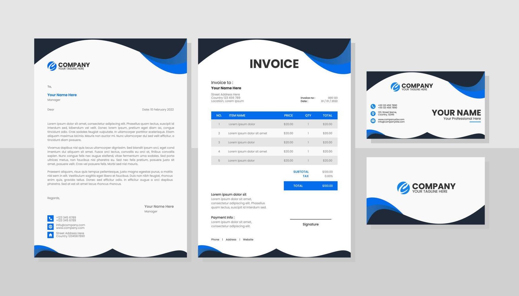 moderne set briefpapier business pack vector