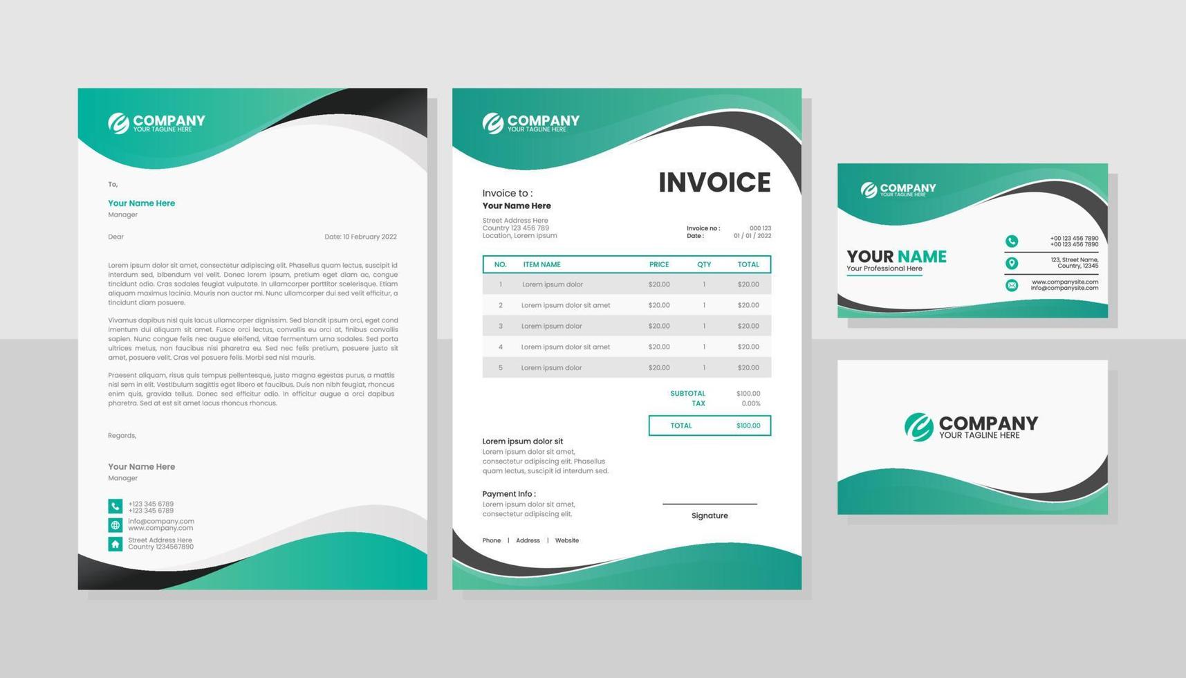 moderne set briefpapier business pack vector