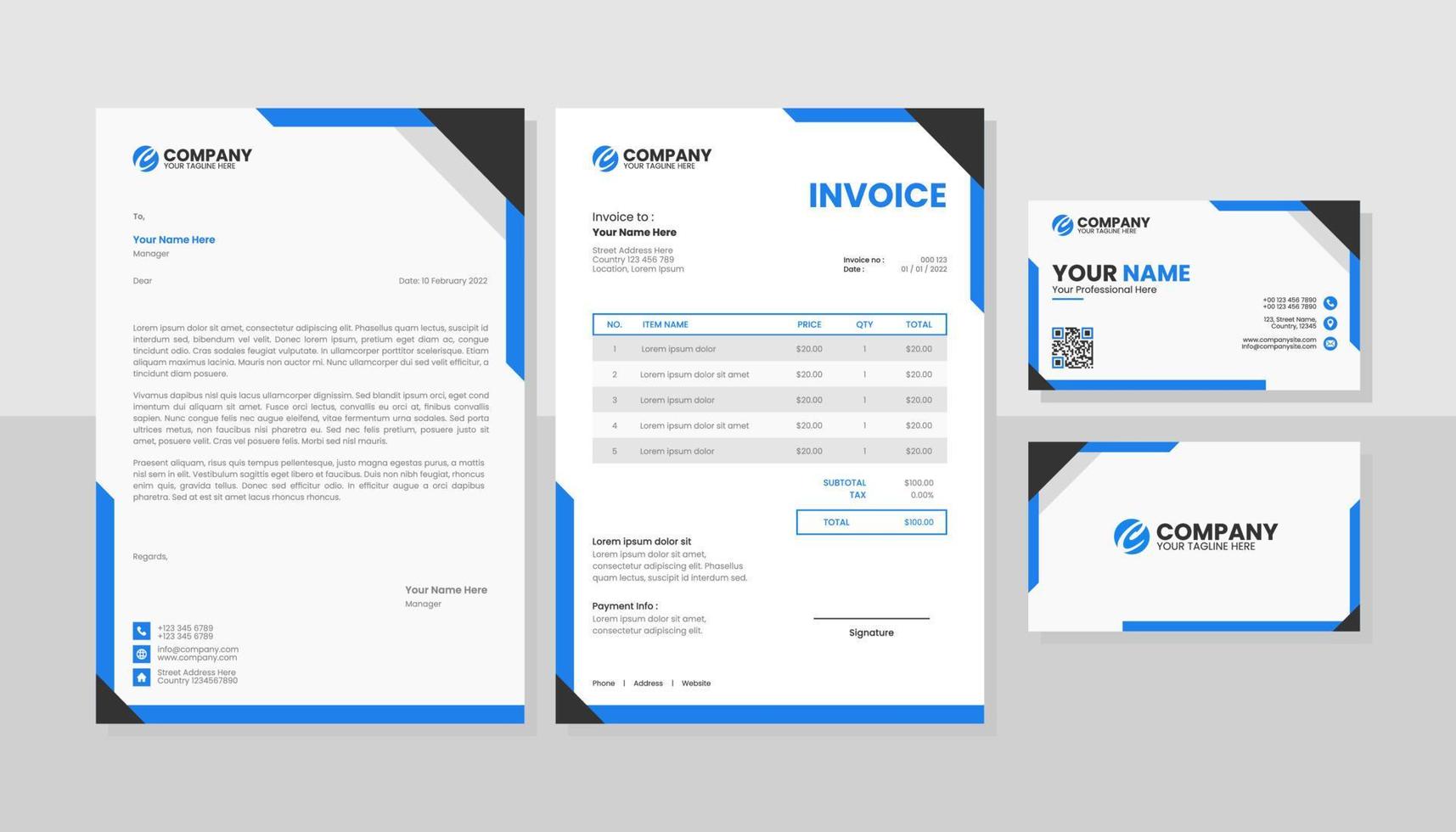 moderne set briefpapier business pack vector