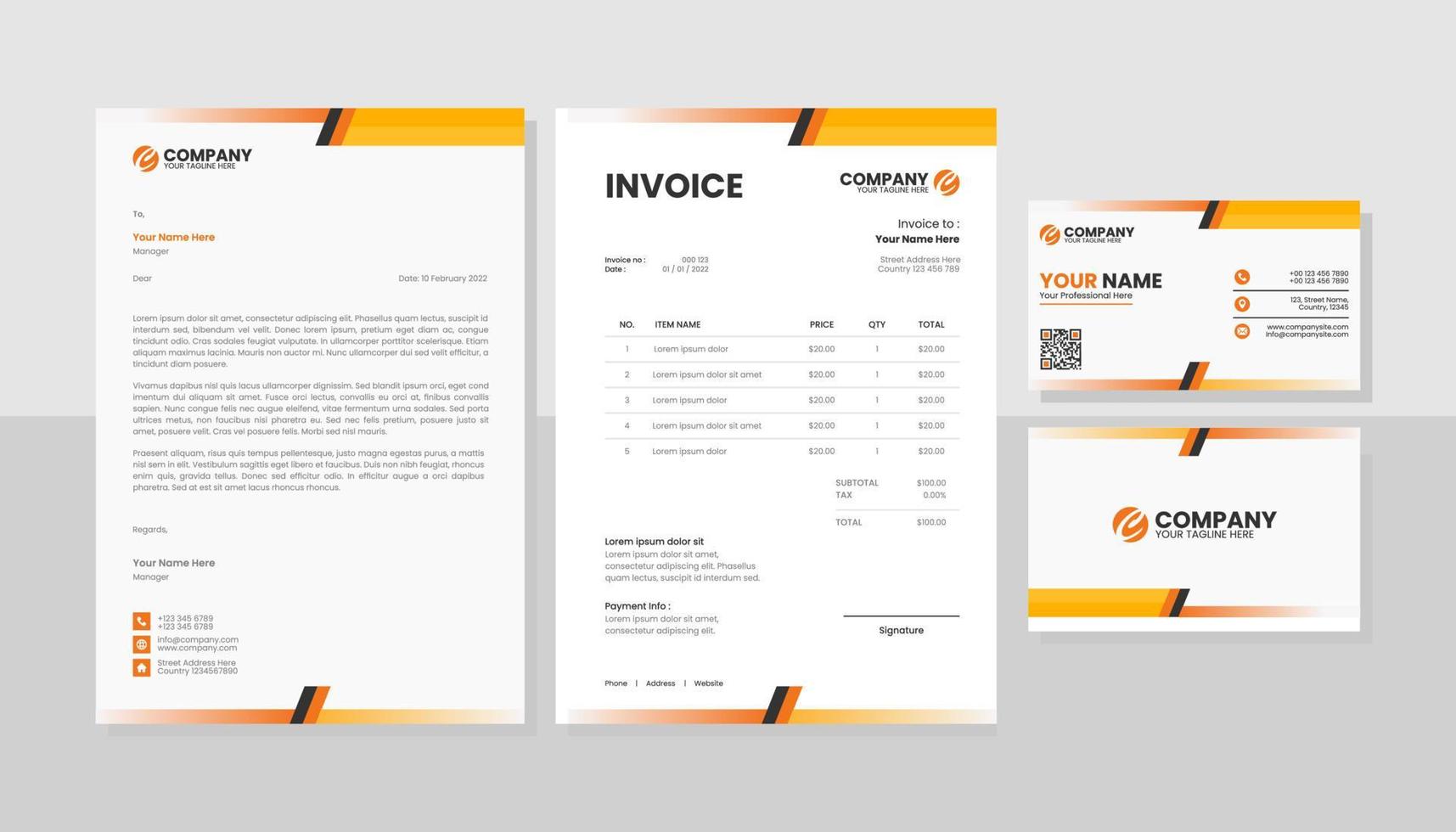 moderne set briefpapier business pack vector