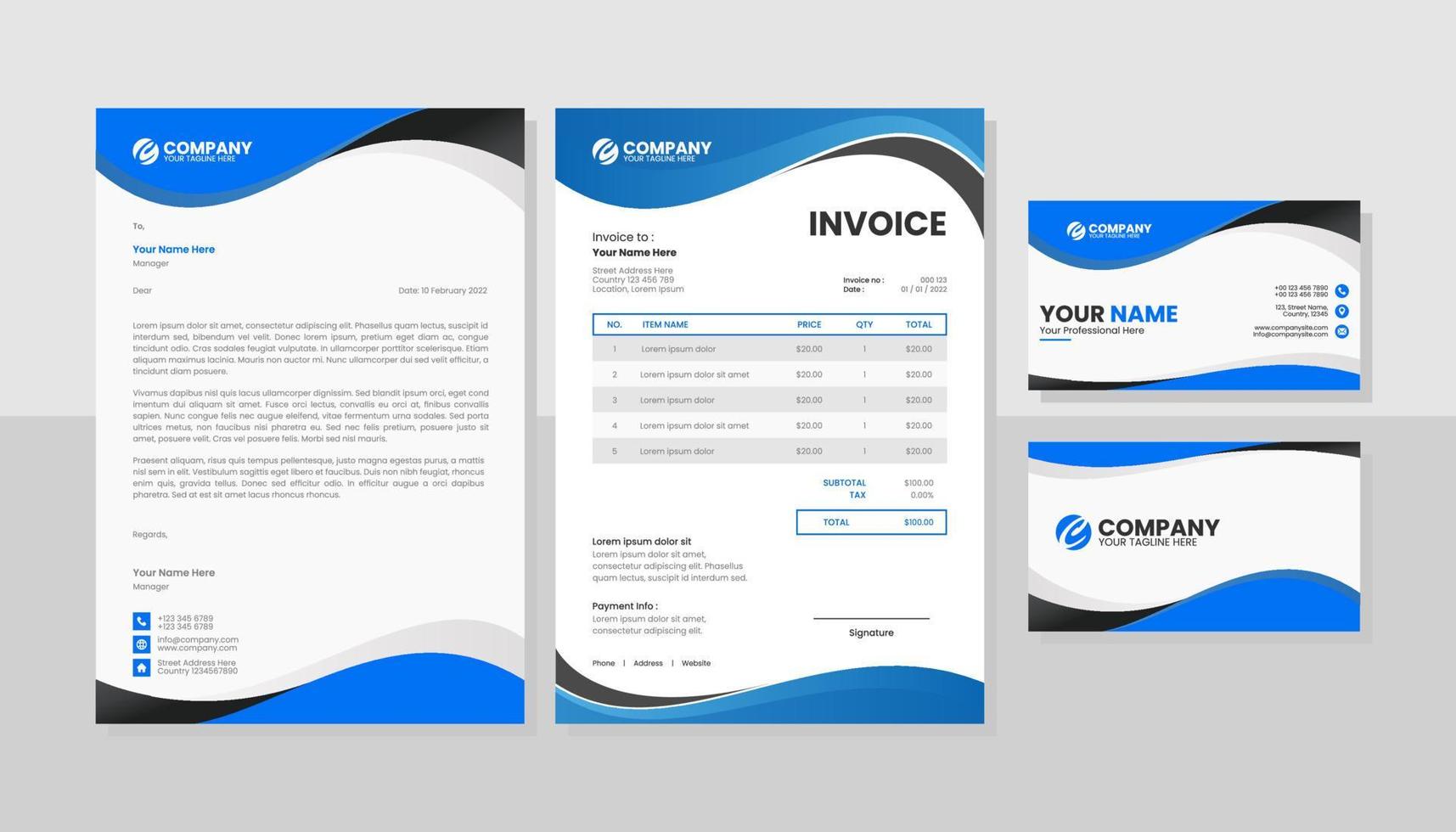 moderne set briefpapier business pack vector