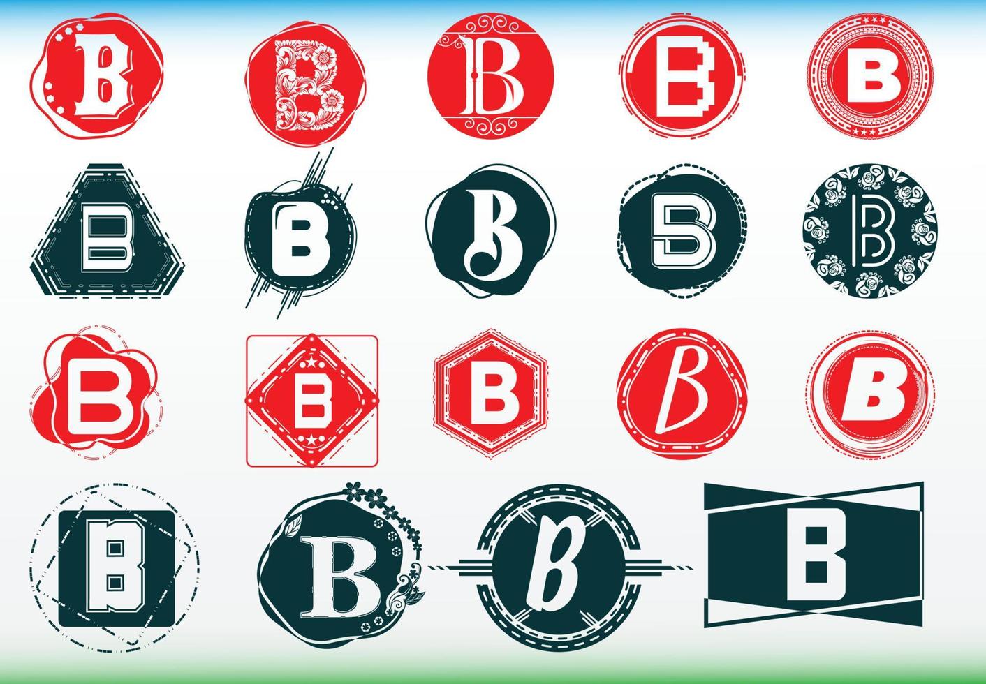 creatieve b letter logo en pictogram ontwerpsjabloon bundel vector