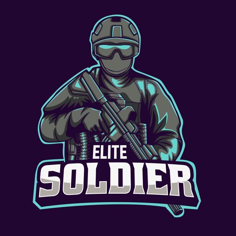 soldaat esport en mascotte logo sjabloon. gemakkelijk te bewerken en aan te passen vector