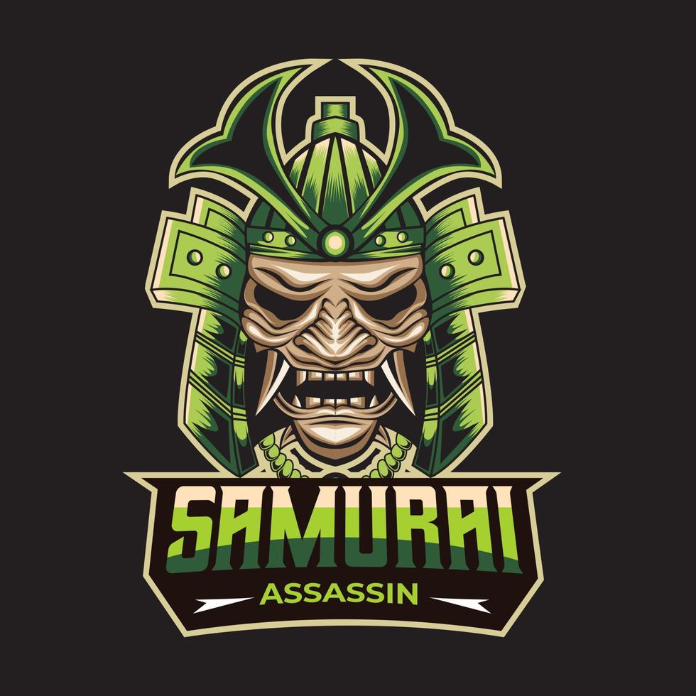 samurai mascotte logo sjabloon. bewerkbare tekst, laag en kleuren vector
