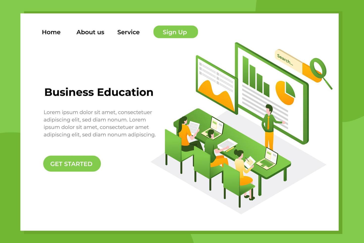 zakelijke opleiding of cursussen concept. kan gebruiken voor webbanner, infographics, heldenafbeeldingen. platte isometrische vectorillustratie geïsoleerd op een witte achtergrond. vector