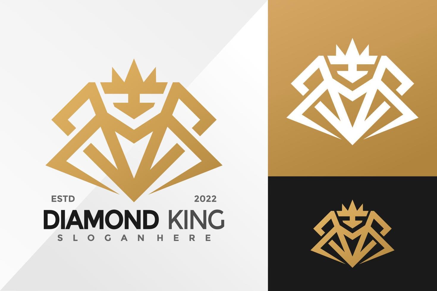 letter m luxe diamant koning logo ontwerp vector illustratie sjabloon