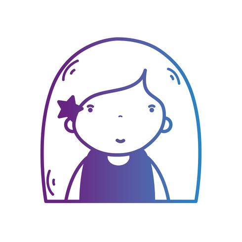 lijn avatar meisje met kapsel en blouse vector