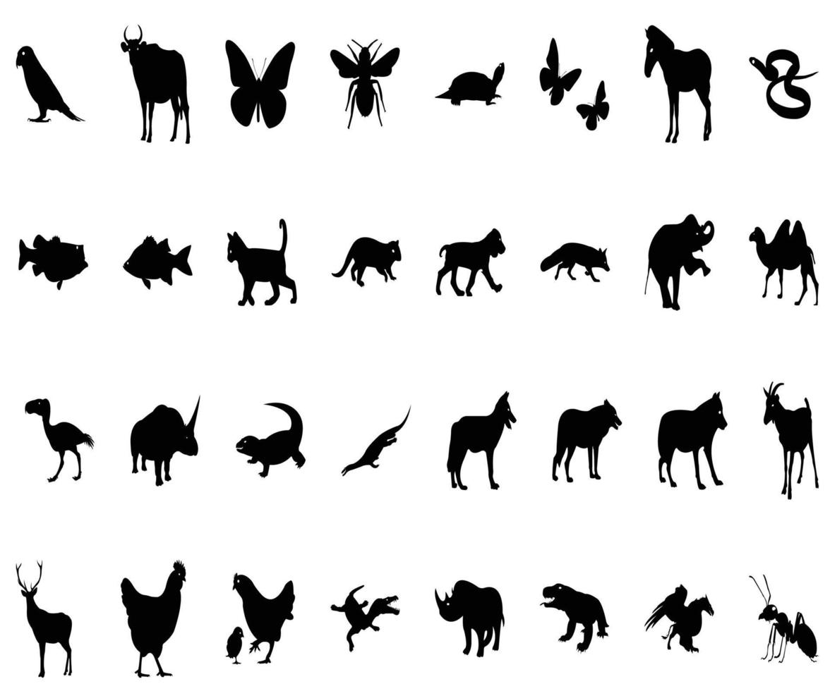 dieren en vogels silhouet vector