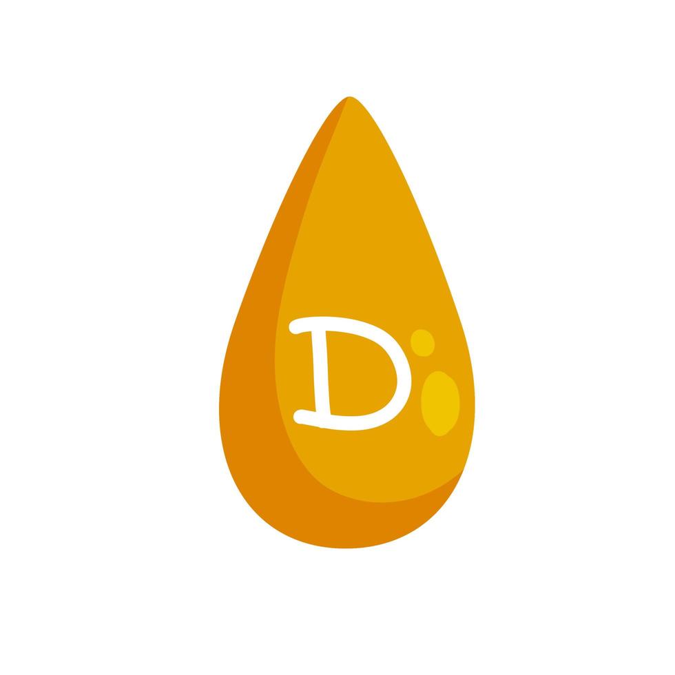 vitamine D. gele druppel olie met letter. vector