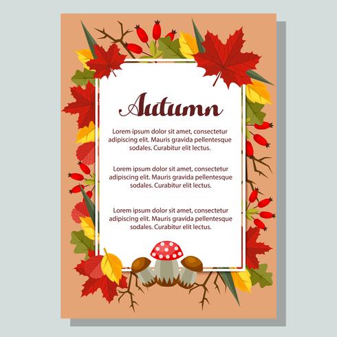 natuur en vlakke bladeren herfst poster vector