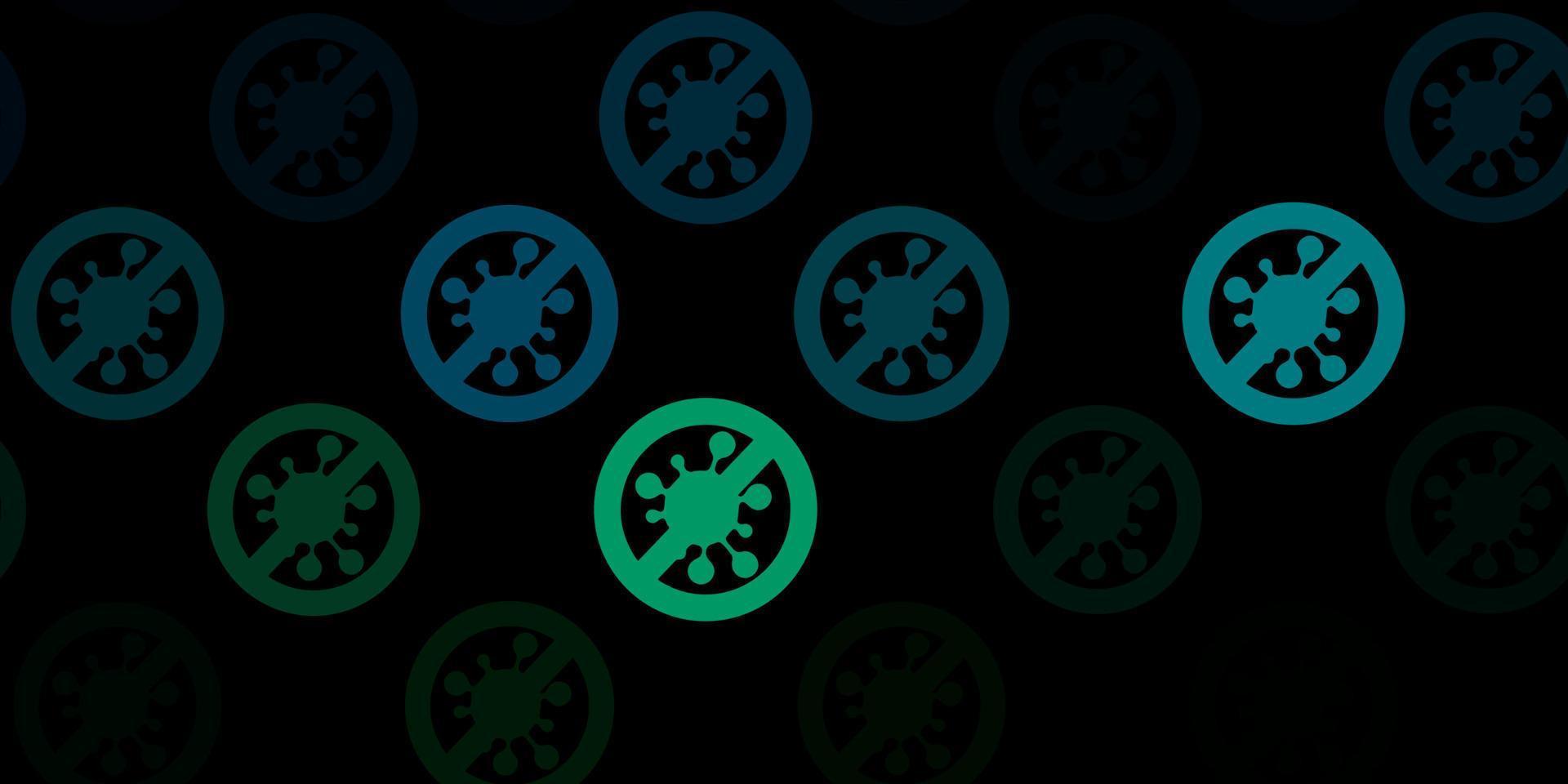 donkerblauwe, groene vectortextuur met ziektesymbolen. vector