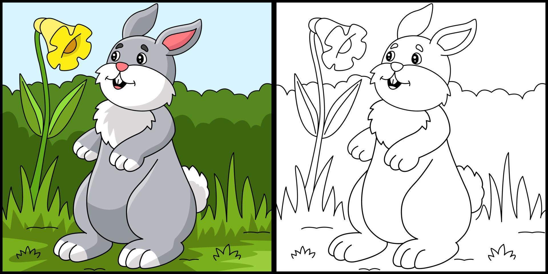 konijn kleurplaat gekleurde illustratie vector