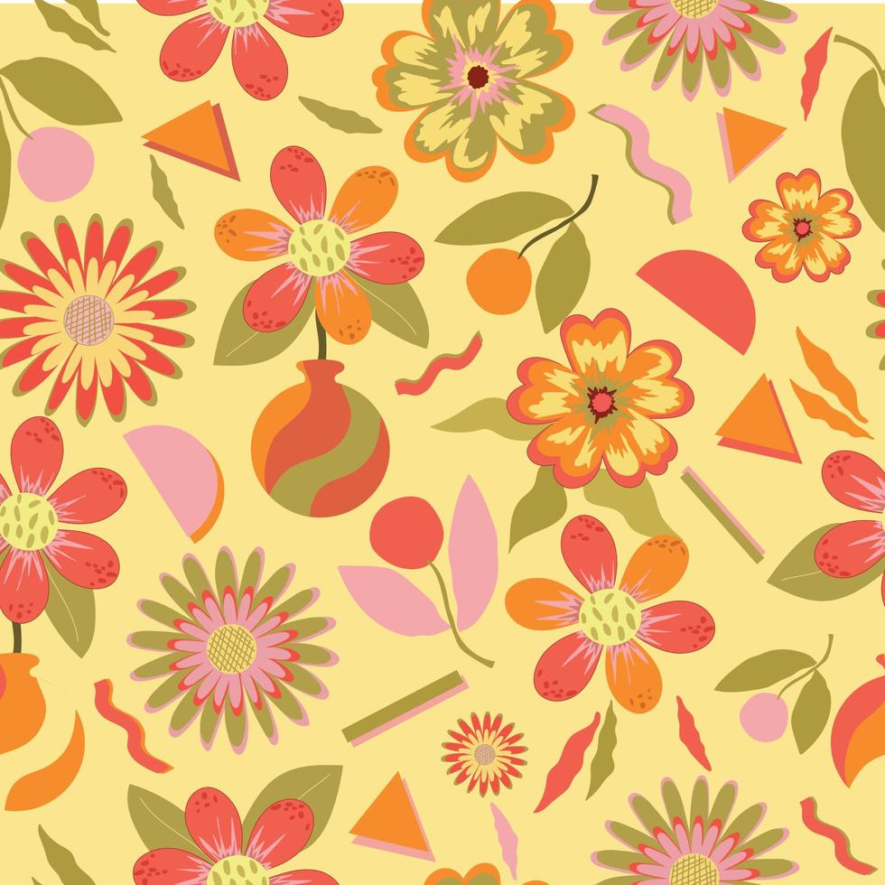 kleur bloem met ornament naadloos patroon vector